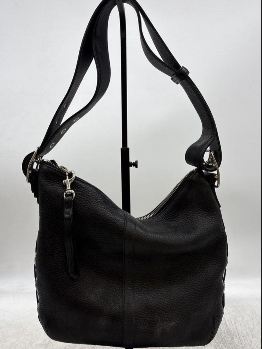Coach Black Pebbled Leather Shoulder/Crossbody Bag Handbag/Purse
